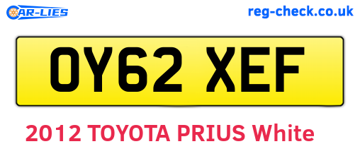 OY62XEF are the vehicle registration plates.