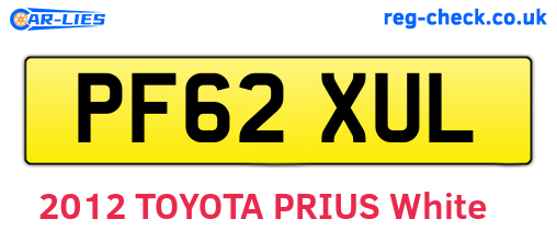PF62XUL are the vehicle registration plates.