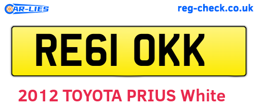 RE61OKK are the vehicle registration plates.