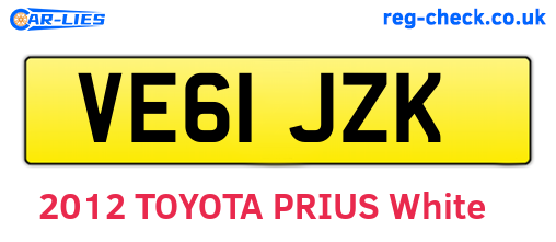 VE61JZK are the vehicle registration plates.