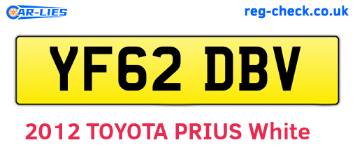 YF62DBV are the vehicle registration plates.