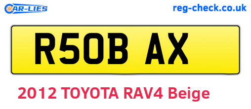 R50BAX are the vehicle registration plates.