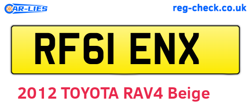 RF61ENX are the vehicle registration plates.