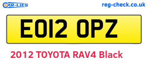 EO12OPZ are the vehicle registration plates.