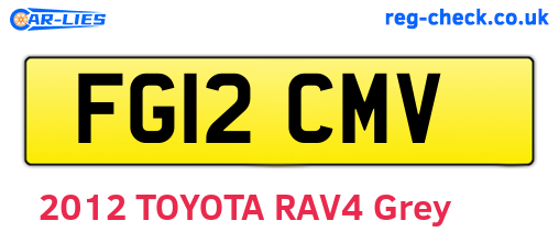FG12CMV are the vehicle registration plates.