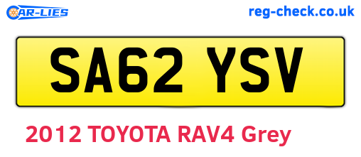 SA62YSV are the vehicle registration plates.