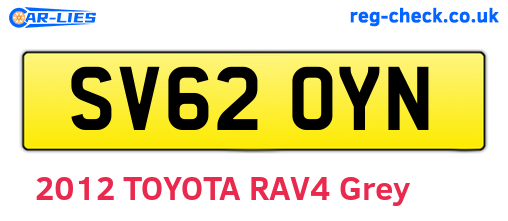 SV62OYN are the vehicle registration plates.