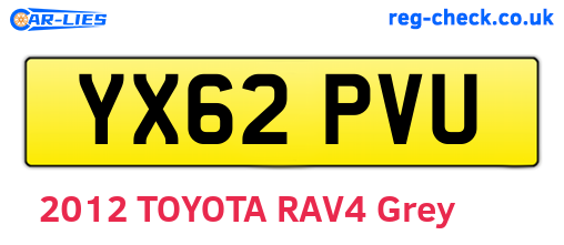 YX62PVU are the vehicle registration plates.