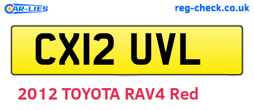 CX12UVL are the vehicle registration plates.