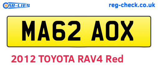 MA62AOX are the vehicle registration plates.