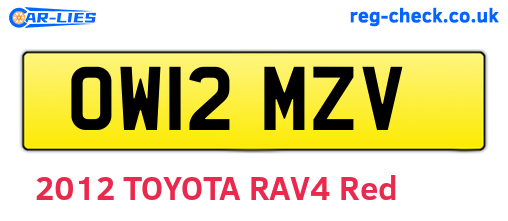 OW12MZV are the vehicle registration plates.