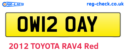 OW12OAY are the vehicle registration plates.