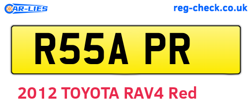 R55APR are the vehicle registration plates.