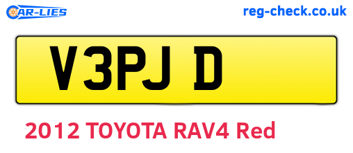 V3PJD are the vehicle registration plates.