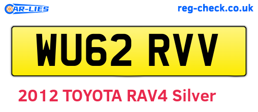 WU62RVV are the vehicle registration plates.