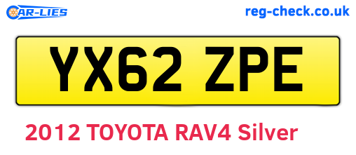 YX62ZPE are the vehicle registration plates.