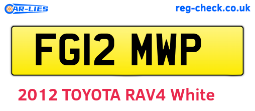 FG12MWP are the vehicle registration plates.