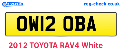 OW12OBA are the vehicle registration plates.