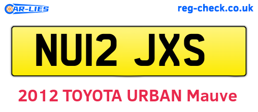 NU12JXS are the vehicle registration plates.