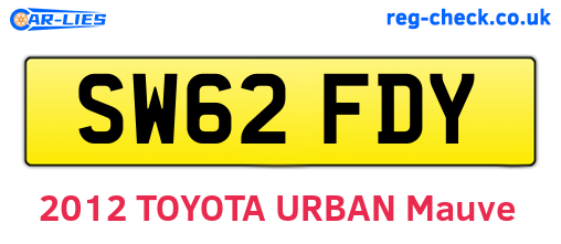 SW62FDY are the vehicle registration plates.