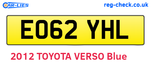 EO62YHL are the vehicle registration plates.