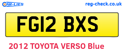 FG12BXS are the vehicle registration plates.
