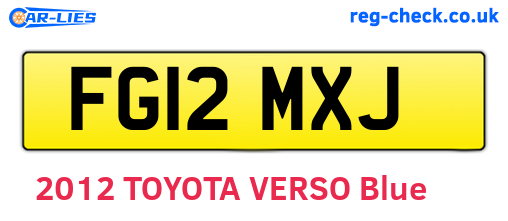 FG12MXJ are the vehicle registration plates.