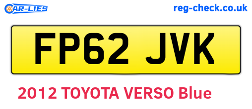 FP62JVK are the vehicle registration plates.