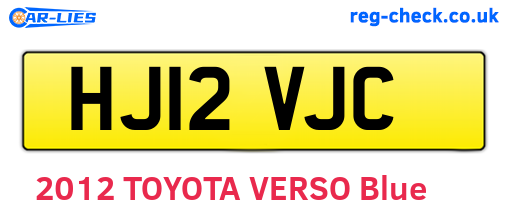 HJ12VJC are the vehicle registration plates.