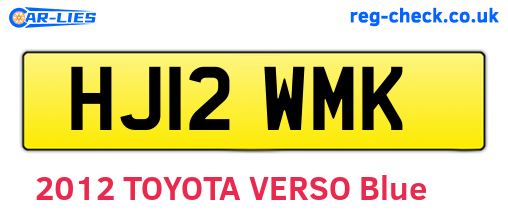 HJ12WMK are the vehicle registration plates.