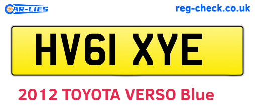 HV61XYE are the vehicle registration plates.