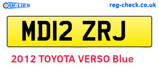 MD12ZRJ are the vehicle registration plates.