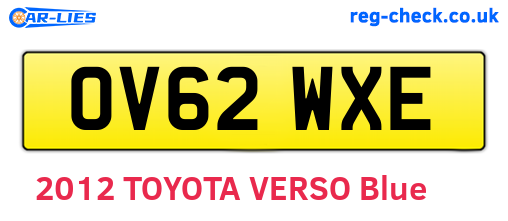 OV62WXE are the vehicle registration plates.