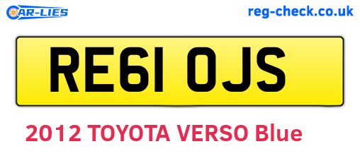 RE61OJS are the vehicle registration plates.