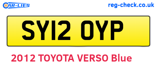 SY12OYP are the vehicle registration plates.