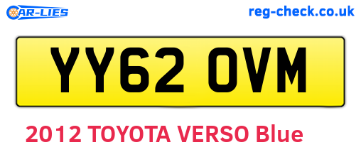 YY62OVM are the vehicle registration plates.
