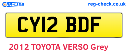CY12BDF are the vehicle registration plates.