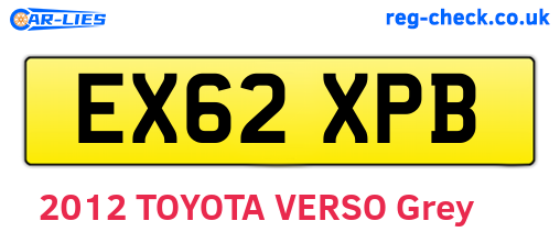 EX62XPB are the vehicle registration plates.