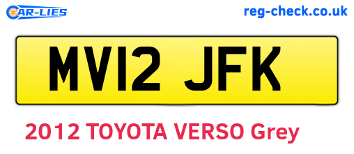 MV12JFK are the vehicle registration plates.