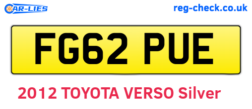 FG62PUE are the vehicle registration plates.