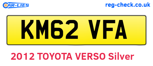 KM62VFA are the vehicle registration plates.