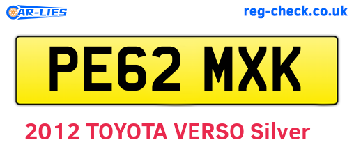 PE62MXK are the vehicle registration plates.
