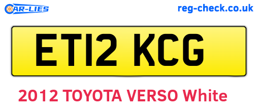 ET12KCG are the vehicle registration plates.