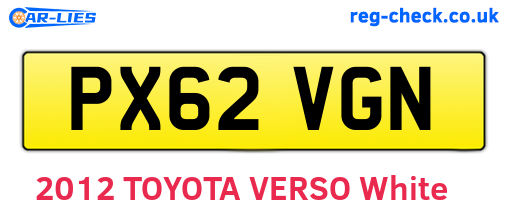 PX62VGN are the vehicle registration plates.