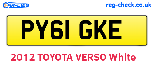 PY61GKE are the vehicle registration plates.