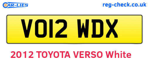 VO12WDX are the vehicle registration plates.