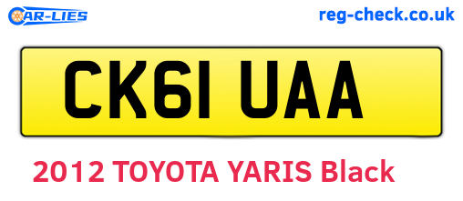 CK61UAA are the vehicle registration plates.