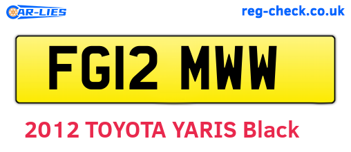 FG12MWW are the vehicle registration plates.