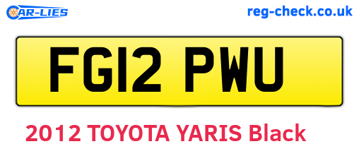 FG12PWU are the vehicle registration plates.