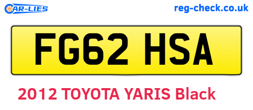 FG62HSA are the vehicle registration plates.